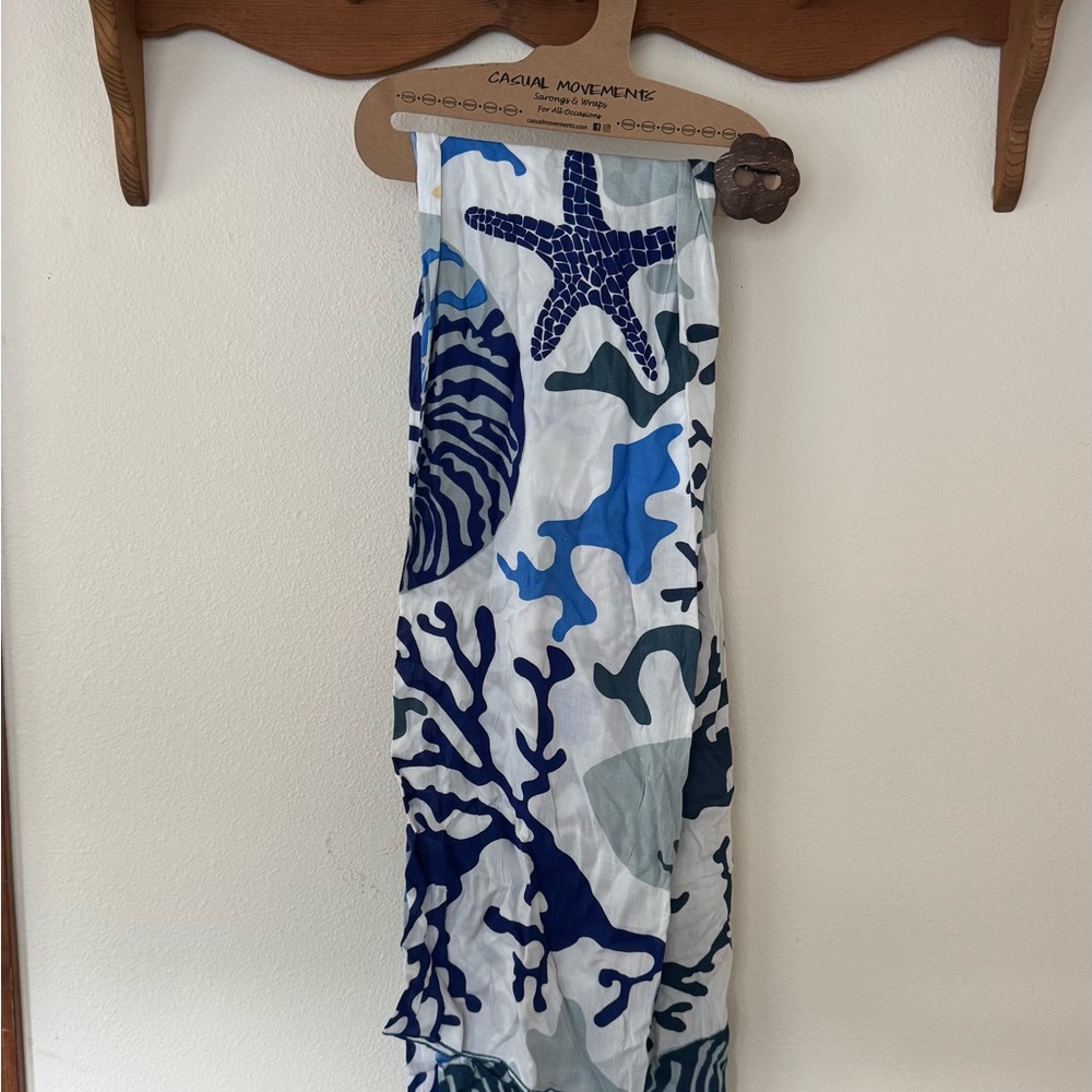 Blue and White Sea Life Scarf